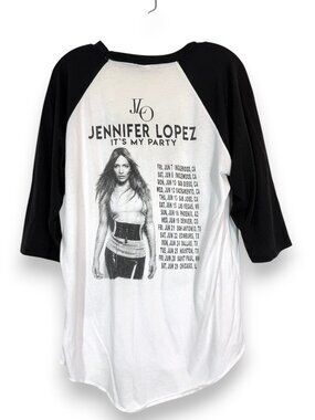 JLO  Jennifer Lopez It's My Party Tour Baseball Tee T-Shirt Band Large